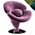 Orchidia Purple Velvet Armchair 3D model small image 1