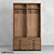 Printmaker Oak Wardrobe: Stylish Organizer with 2 Sections 3D model small image 2