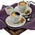 Elegant 3-Piece Coffee Cup Decor Set 3D model small image 3