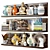 Wooden Shelf Decor Set 3D model small image 3