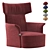 Sleek Wing Armchair with Armrests 3D model small image 1