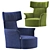 Sleek Wing Armchair with Armrests 3D model small image 2