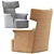Sleek Wing Armchair with Armrests 3D model small image 3