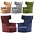 Sleek Wing Armchair with Armrests 3D model small image 4