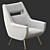 Modern White Armchair with Sleek Design 3D model small image 3