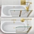 Luxury Bath Screens & Bathtubs Gold Set 3D model small image 5