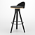 Metallic Leather Bar Stool Trio 3D model small image 1