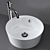 Modern White Countertop Sink 3D model small image 1