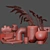 Elegant Ceramic and Phragmites Decor Set 3D model small image 1