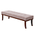 Elegant Beige and Imbuia Wood Bench 3D model small image 1