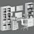 Modern Workplace Set: Desk, Chair, Lamp, Storage & Cabinets 3D model small image 2
