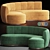 Contemporary Velvet Curved Sofa 3D model small image 6