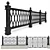 Elegant Wrought Iron Fence Set 3D model small image 1