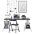Modern Office Set: Desk, Chair, Shelves, Accessories 3D model small image 1