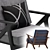 Luxe Lanston Navy Armchair: Sleek & Stylish 3D model small image 2