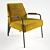 Elegant Gold & Blue Velvet Lounge Chair 3D model small image 2