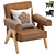 Timeless Pierre Jeanneret Leather Armchair 3D model small image 1