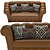 Luxurious Camel Leather Sofa 3D model small image 2