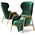 VUELTA Modern High Back Armchair 3D model small image 2