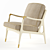 Cozy Cream Armchair with Golden Legs 3D model small image 1