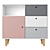 Sleek Gray & Pink Drawer Chest | Cuckooland 3D model small image 1