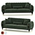 Luxury Army Green Velvet Tufted Sofa 3D model small image 1