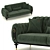 Luxury Army Green Velvet Tufted Sofa 3D model small image 2