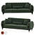 Luxury Army Green Velvet Tufted Sofa 3D model small image 5