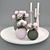Modern Ceramic Decor Set | Spherical Vases & Candlesticks 3D model small image 7
