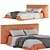 Sleek White & Orange Bed 3D model small image 1