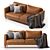 Elegant Hable Leather Sofa 3D model small image 1