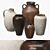 Rustic Ceramic Vase Set 3D model small image 1