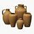 Rustic Ceramic Vase Set 3D model small image 5