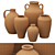 Rustic Ceramic Vase Set 3D model small image 6