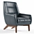 Sleek Black Leather Aman Chair 3D model small image 1