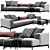 Modern Flexform Ettore Chaise Lounge 3D model small image 3