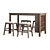 Modern Acacia Wood Dining Set 3D model small image 3