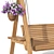 Wooden Garden Swing with Hanging Flower Pots 3D model small image 4