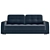 Luxury Comfort: Borgo Velvet Blue Sofa 3D model small image 2