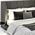 Elegant Dark Gray Bed 3D model small image 3