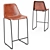 Vintage Leather Bar Table and Stool Set 3D model small image 4