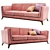 Contemporary Fabric and Wood Sofa 3D model small image 1