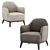 Lysandre Flexform Armchair: Seamless Style and Comfort 3D model small image 3