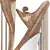 Harp-inspired Chair: Natural Wood, Leather, and Gold Motifs 3D model small image 3