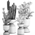 Tropical Plant Collection: Exotic Ficus, Cactus, and Zamioculcas in Stylish Black Pots 3D model small image 4