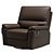 Imola Black Leather Reclining Swivel Armchair 3D model small image 1