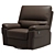 Imola Black Leather Reclining Swivel Armchair 3D model small image 4