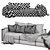 Sleek Flexform Asolo Sofa 3D model small image 3