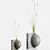 Sleek Offset Dark Gray Vase Duo 3D model small image 4