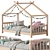 Wooden House Bed for Children 3D model small image 1